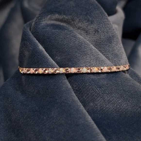 Sterling Silver Opal Slider Bracelet – P☆M 925 Adjustable Bolo Style - Picture 1 of 9